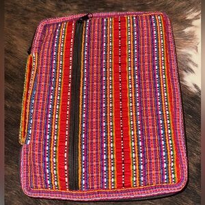 Colorful Striped Padded Fabric Bible Case with Front Zip Pocket